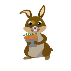 rabbit with carrot on a white  background, vector illustration