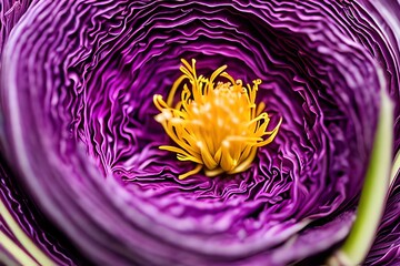 Obraz premium Close up of Red cabbage. Generative AI