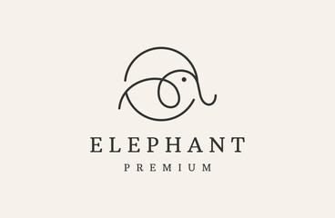 elephant logo style design inspiration vector line style icon .