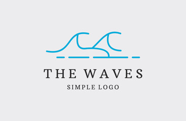 Ocean, Sea Waves Vector Illustration Flat Simple Lines .