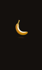 Plakat Moon-shaped banana. Eid Greeting Concept. Food day. Isolated on black background