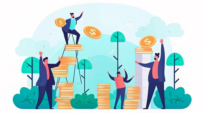 Wealth management, make money to get rich or increase earning or income concept. Employee benefits and motivation. Return on investment. Commission management to pay and motivate salesforce