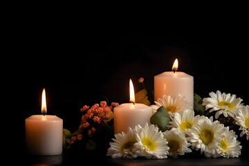 Fototapeta na wymiar candles and flowers,ai generative