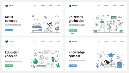Investment in education and graduation, development of skills, knowledge set vector illustration. Cartoon tiny people with university diploma, students study with digital book, invest in scholarship