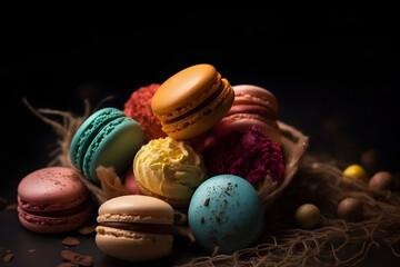 Colorful Macaroons. Generative AI