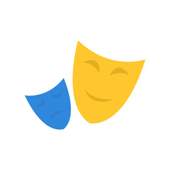 theater masks icon, comedy and drama, vector illustration