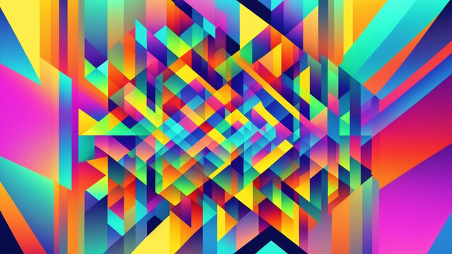 虹色 カラフル 模様 幾何学 壁紙 © sunafe
