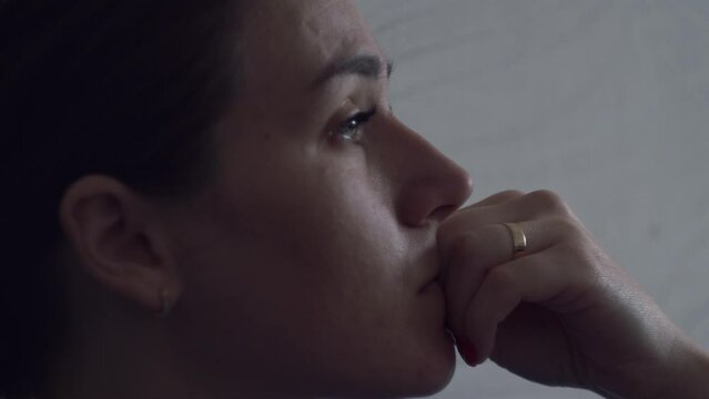Portrait of sad woman. sadness, depression - pensive woman thinking about something. Close-up shot
