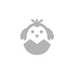 icon of a chick that hatched from the egg, vector illustration
