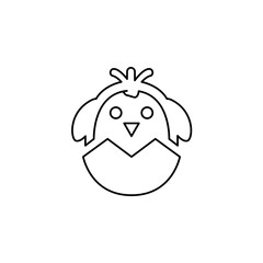 icon of a chick that hatched from the egg, vector illustration