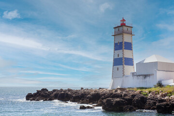Fototapeta na wymiar Santa Marta Lighthouse, Cascais, Lisbon District, Portugal