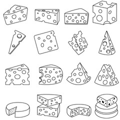 Cheese icon vector set. Milk product illustration sign collection. Food symbol. Cheese farm logo.
