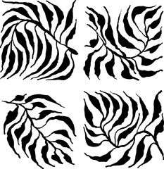 Tropic Leaves Black Silhouette Set