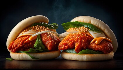 korean fried chicken bao buns