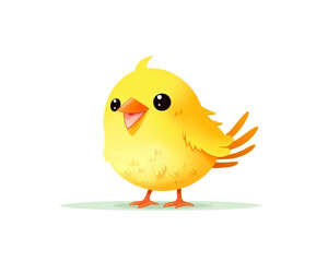 Cute little yellow chicken isolated on white background. Vector cartoon character illustration.