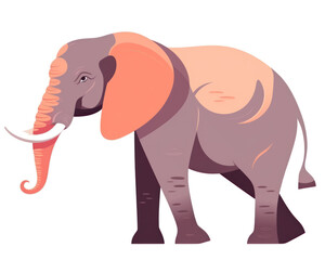 Elephant isolated on white background. Vector illustration in cartoon style.