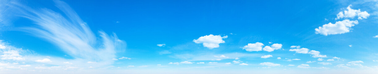 Blue Sky background with tiny Clouds. Panorama background