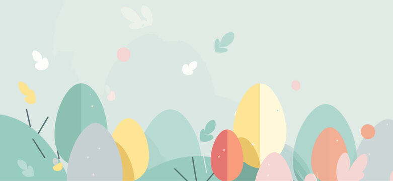 Abstract Easter vector background with easter eggs 2d flat cartoon style