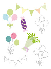 Birthday greeting card design set, vector image