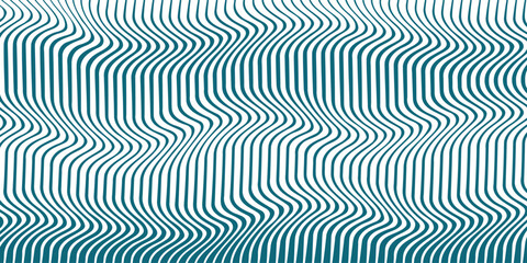 Abstract psychedelic background, optical illusion. Wavy pattern with optical illusion. Green striped background. Vector illustration