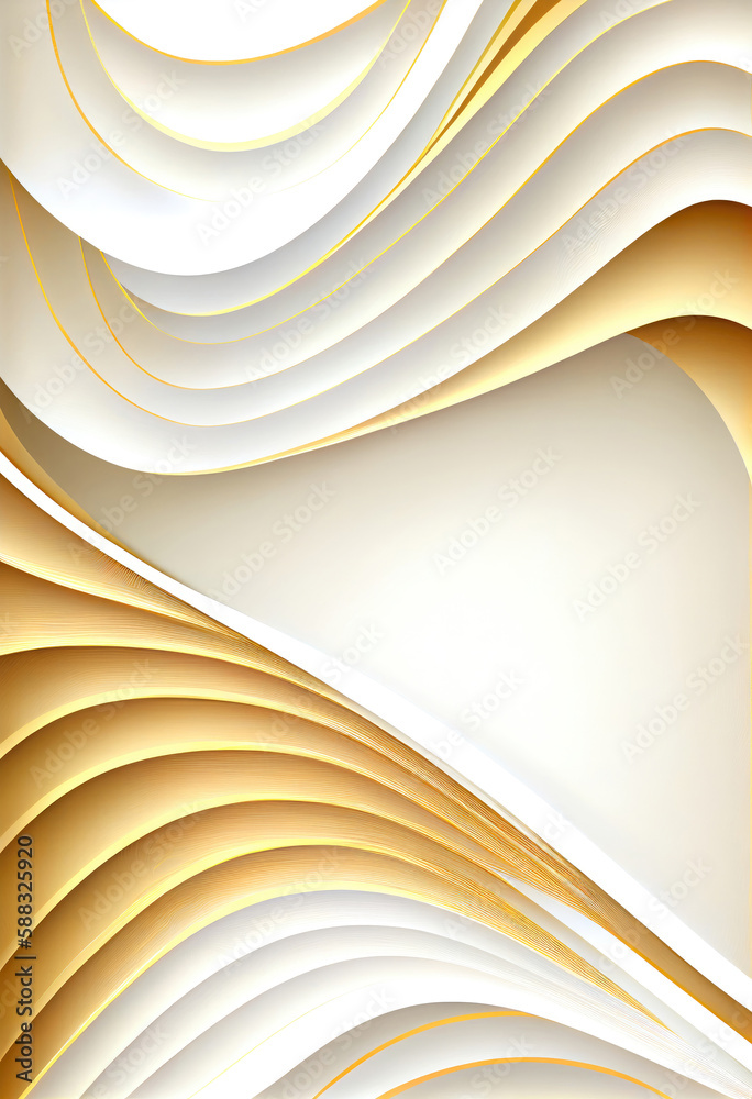 Aufkleber abstract background with curved paper sheets in yellow and beige colors, ai generation