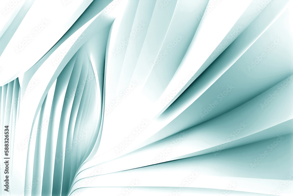 Poster Abstract architecture futuristic green background with wavy lines, in 3d style, ai generation.