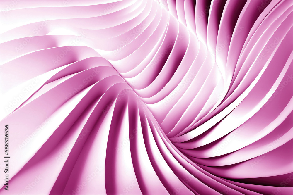 Aufkleber abstract architecture futuristic pink background with wavy lines, in 3d style, ai generation.