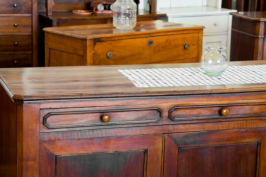 Detail of an ancient italian furniture just restored - Italian culture