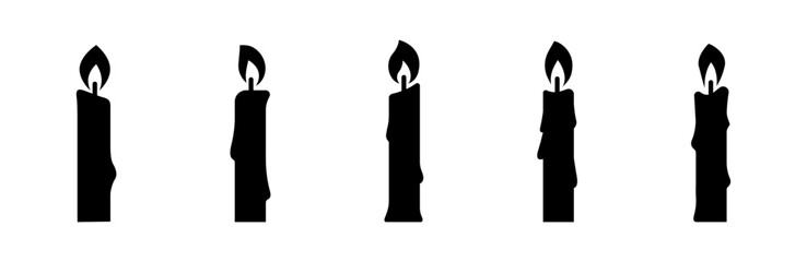 Candle silhouettes. Candle vector icons.
