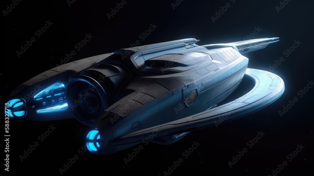 Wall mural spaceship in deep space, made with generated ai