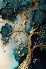 Abstract ink tree texture background, made with generative ai
