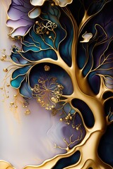 Abstract ink tree texture background, made with generative ai