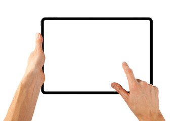 a tablet ipad in a hand on the png backgrounds - obrazy, fototapety, plakaty