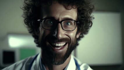 Obraz premium portrait of a man in a doctor's uniform, looking into the camera, generated in AI
