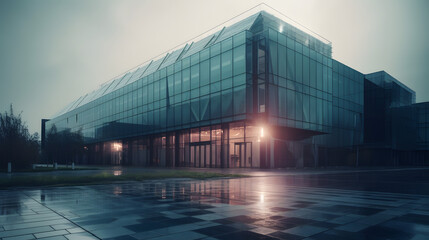 Visionary Building in the Rainy Metropolis. Generative AI