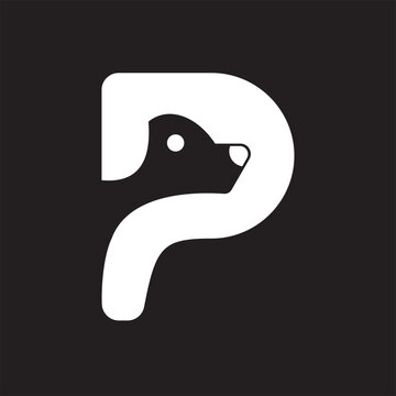 Initial letter p dog logo design template vector image