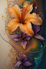 Floral and flower alcohol ink texture, made with genertaive ai