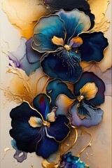 Abstract floral alcohol ink texture, made with generative ai