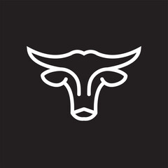 bull head outline logo design vector image , logo line head bull , logo bull icon head 