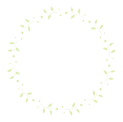 Green round vintage laurel leaves frame