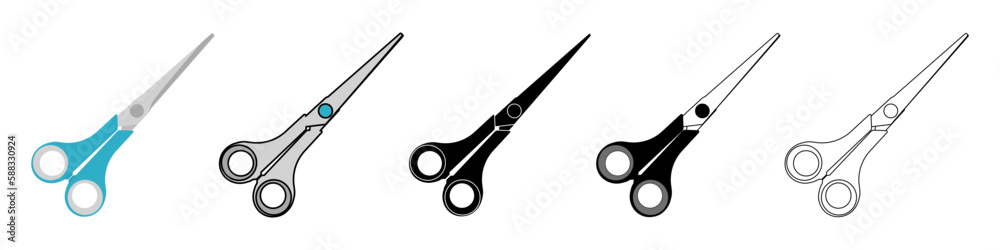 Wall mural scissors icons set. isolated cutting scissors. pictogram of scissor. symbol of cutting. vector illus