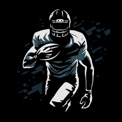 American football player on a black background. Vector illustration. - 588330900