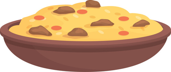 Gourmet pilaf icon cartoon vector. Dish food. Indian cooking