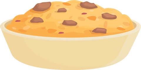 Uzbek pilaf icon cartoon vector. Dish food. Asian plate