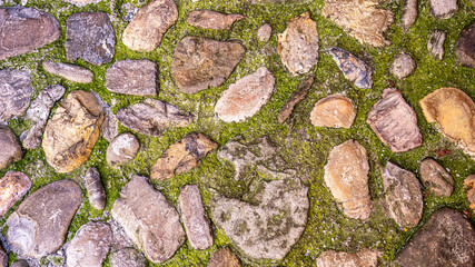 Seciato: ancient medieval road stone pavement. Italy