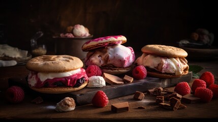 Ice cream raspberry Ripple and Marshmallow, generative ai