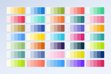 The palette shades of soft pastel colour sample combination collection. New fashion color trend. Example of a color palette 