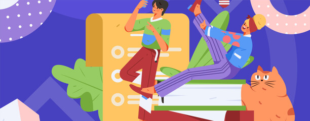 Quiet reading character flat vector concept operation hand drawn illustration
