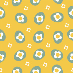 Fototapeta na wymiar Seamless pattern with cute Easter eggs. Easter eggs with flowers. Gentle muted tones. Perfect for notebook covers, scrapbooking, fabric, easter decorations.