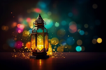 Ramadan background with bokeh effect copy text area generated ai